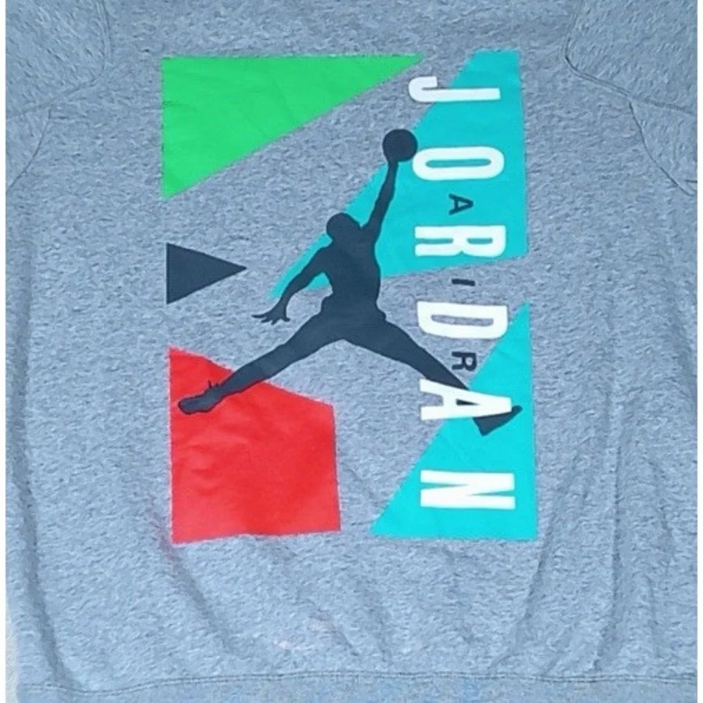 Air Jordan‎ Sweatshirt Men's Size Large Gray Pullover  Multi Color Front Panel